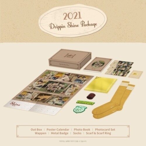 2021 Drippin Shine Package (incl. Poster Calendar, Photobook,Photocard Set, Wappen, Metal Badge, Socks + Scarf & Scarf Ring)
