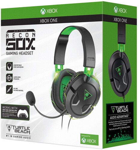 PC Accessory:  Wired Headset - Turtle Beach Recon 50X - Black & Green:  Compatible with PC, Switch, PS5, Xbox X|S