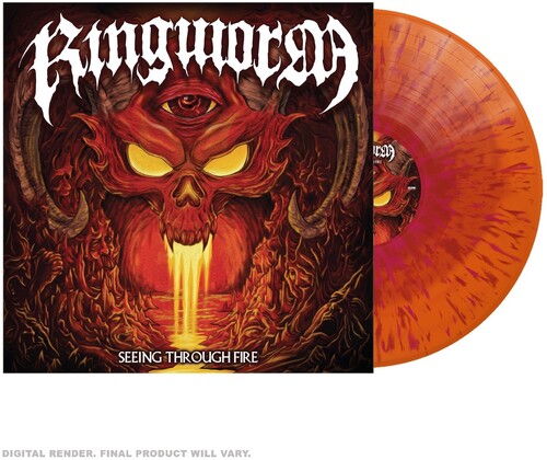 Seeing Through Fire - Red in Orange W/  Red & Magenta Splatter