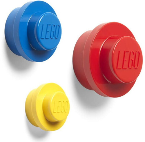 LEGO Wall Hangers 3-Piece Multipack, Yellow, Blue & Red