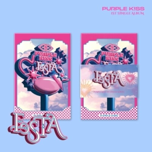 Purple Kiss - Festa - Poca QR Album Version - Photo Stand Package Cover, 2 Photocards + 2 Stickers