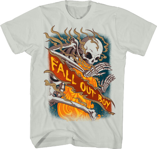 FALL OUT BOY SKELETON TSHIRT LARGE ICE GREY