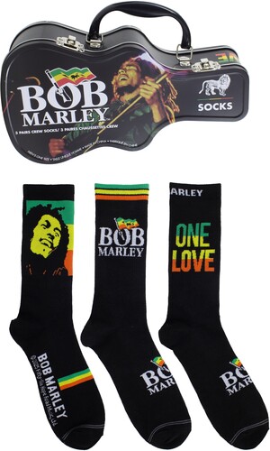 PERRI'S BOB MARLEY SOCKS 3 PACK GUITAR SHAPE TIN