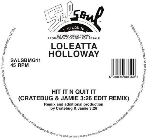 Loleatta Holloway - Hit It N Quit It (Cratebug & Jamie 3:26 Edit Remix) vinyl record cover