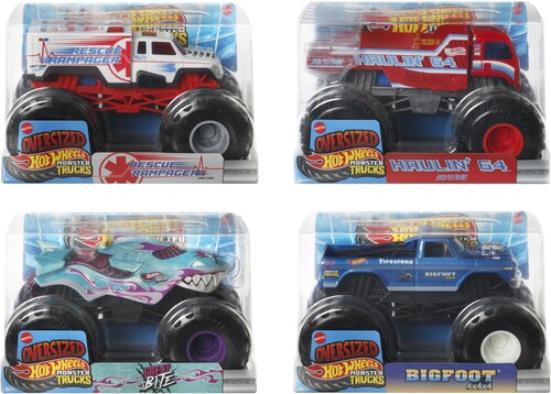 HOT WHEELS MONSTER TRUCKS 1 24 4 PIECE B ASRT