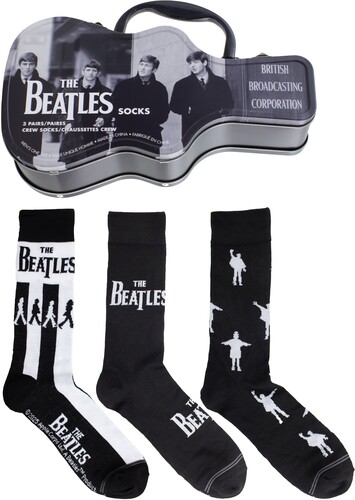 Perri's - Beatles - BBC - Crew Socks (3 Pack Collector Guitar Shape Tin)