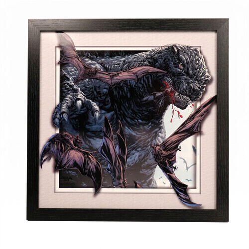 GODZILLA- BATS SWARMING 12X12 FAUX MATTED PLEXI