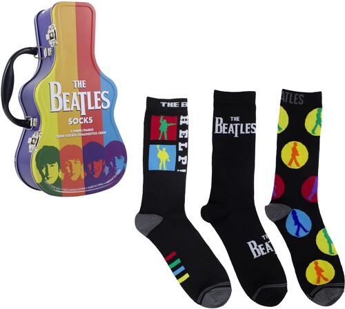 PERRI'S BEATLES CREW SOCKS 3 PACK GUITAR SHAPE TIN
