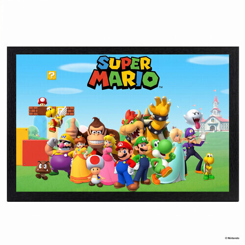 SUPER MARIO - GROUP LINEUP 11X17 FRAMED GEL COAT
