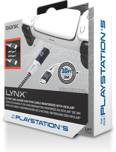 BIONIK PS5 LYNX CHARGE CABLE 10FT BLK/ WHT