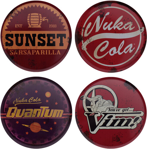 FALLOUT SET OF FOUR METAL DRINKS COASTERS