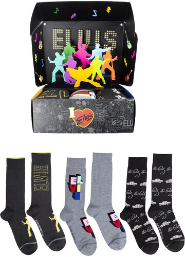 Perri's - Elvis Presley - 3D Pop Up - Crew Socks (Assorted Styles 3 Pack Gift Box)