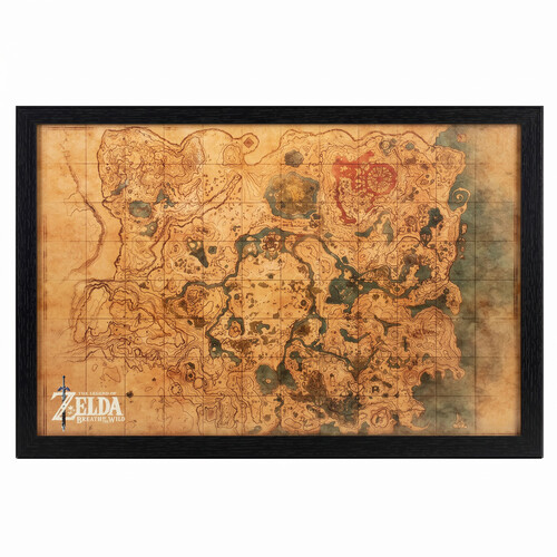 ZELDA - BOTW - MAP 11X17 FRAMED GEL COAT